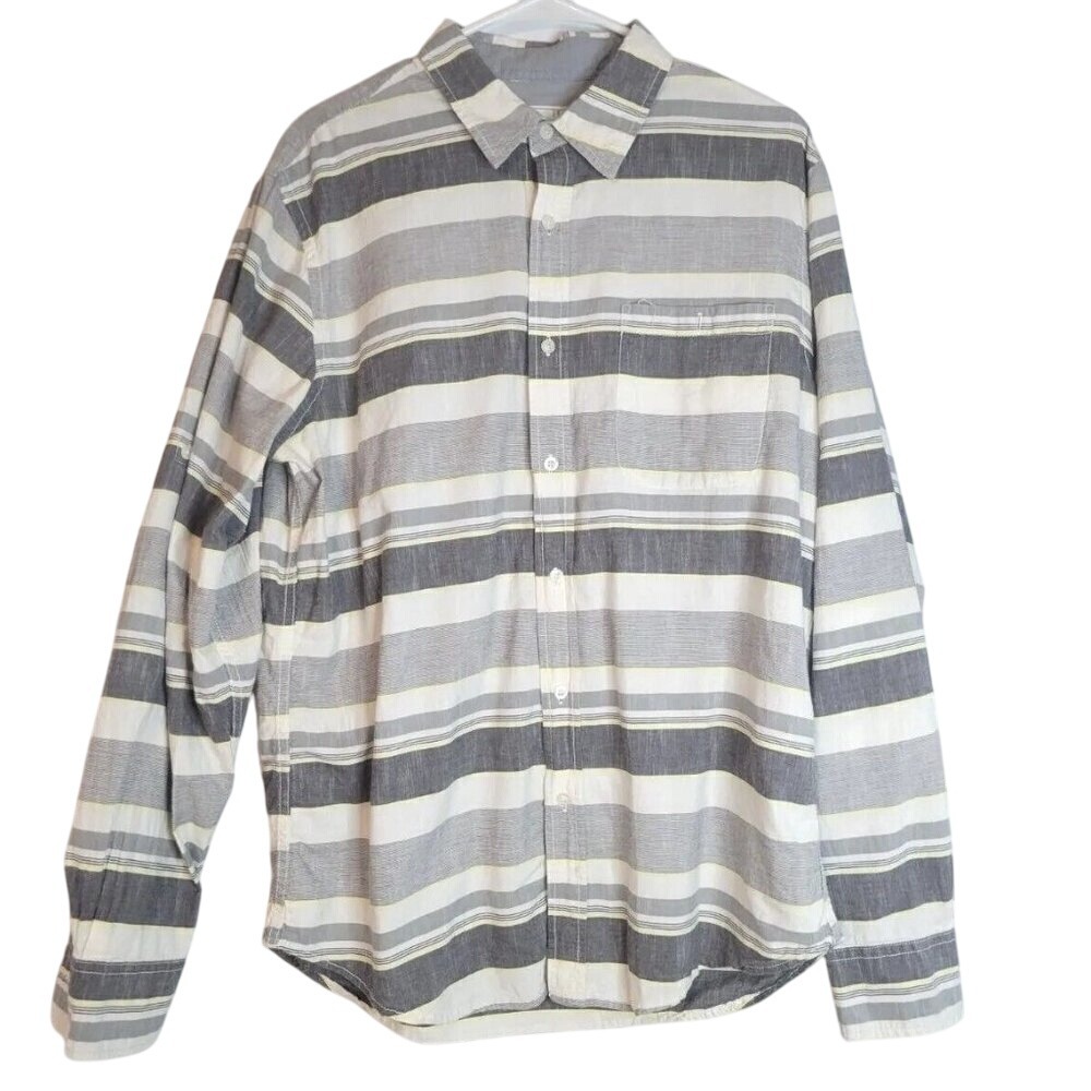 Free Planet Striped Button Up Long Sleeve Casual Shirt XL casual lightweight‎